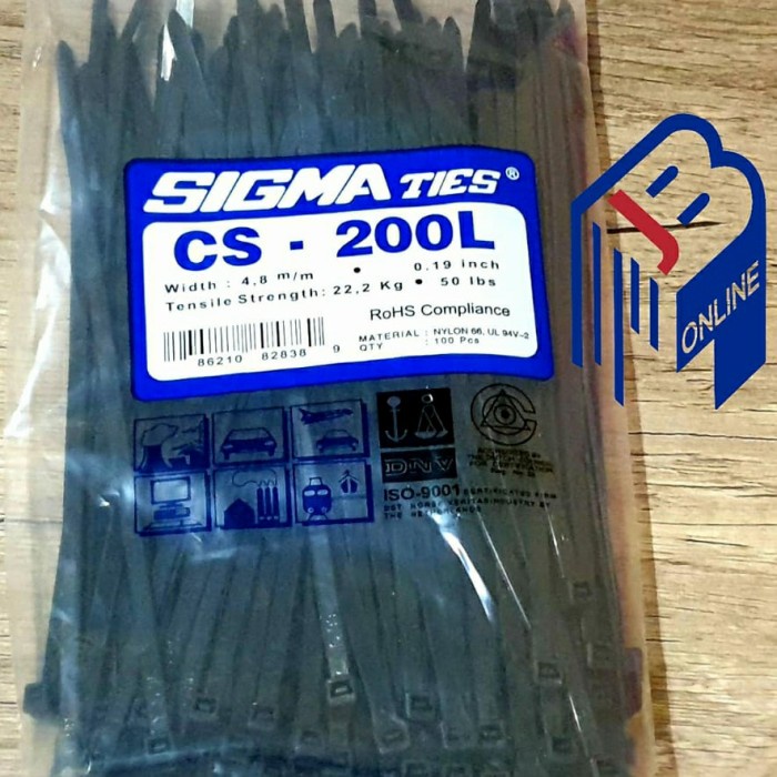 

Terlaris Kabel Ties/Tali Tis/Cable Tie Cs 200 L Hitam 20 Cm Sigma Ties Cs200L