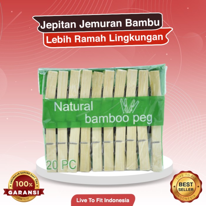 Terlaris Alat Jepit Jepitan Penjepit Jemuran Baju Pakaian Foto Kayu Bamboo Peg