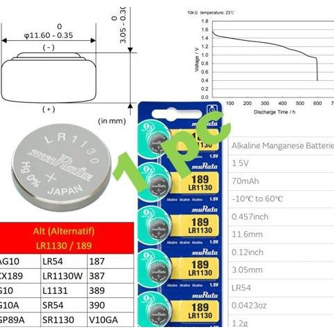 ori SONY MURATA LR1130 189 baterai koin kancing button cell battery