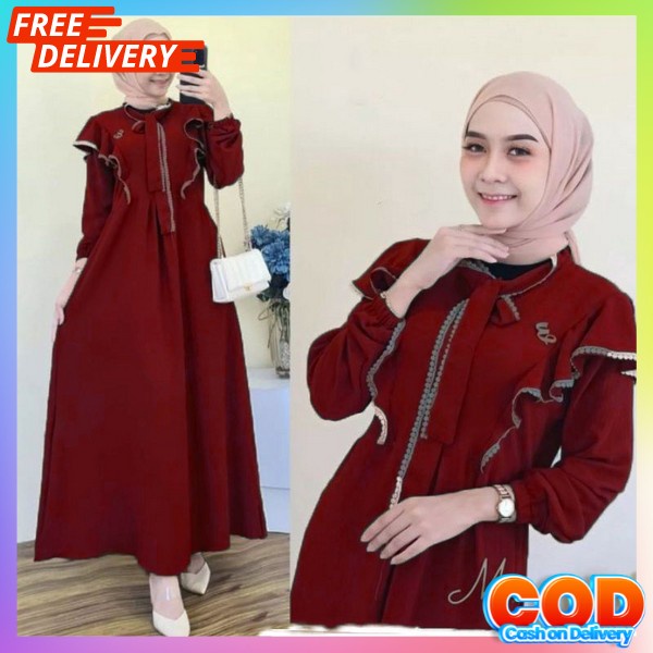 Dress Pesta Kondangan Kekinian Sarii Gmis Ibu2 Gamis Lebaran Wsnita Ghms Kekinian Berkwalitas Pakaia
