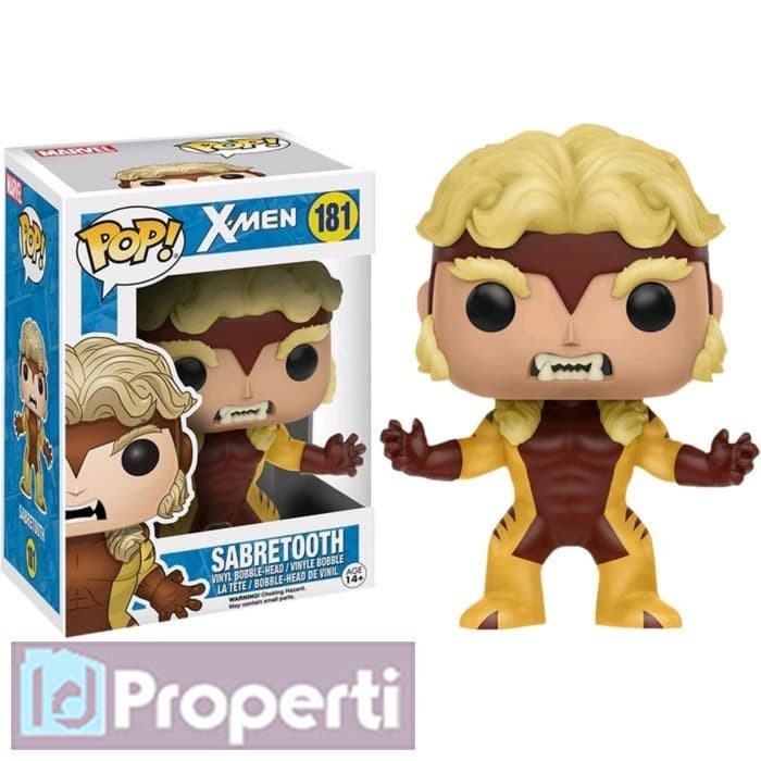 HOT SALE MINIATUR SABRETOOTH #181 MARVEL X-MEN FUNKO POP PAJANGAN ACTION FIGURE TERLARIS