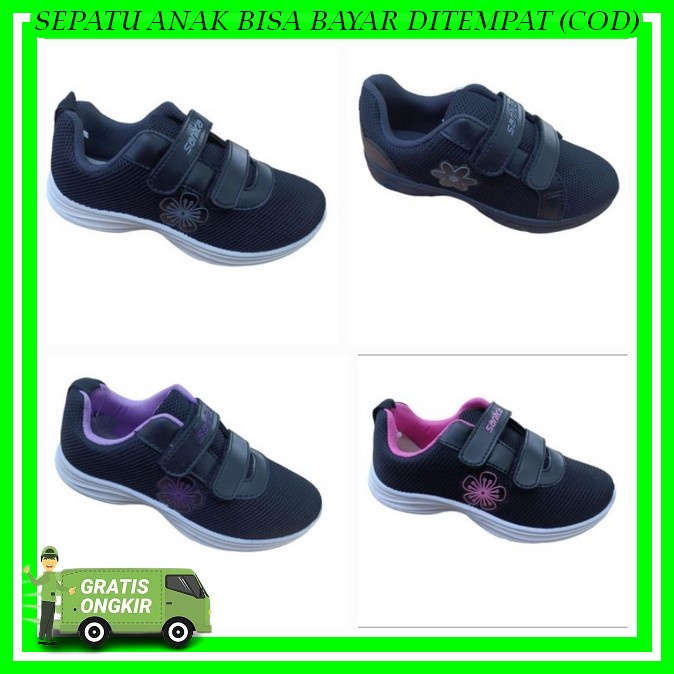 Sneakers High Top Spatu Sklh Hitam Polos Sepatu Anak Perempuan Import Terbaru Korea 2023 Murah Sneak