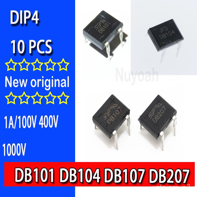 ✅&10pcs Rectifier bridge DB101 DB104 DB107 Bridge Pile DIP-4 1A/100V 400V 1000V  Bridge Rectifier Di