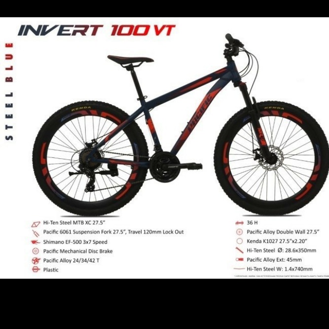 sepeda gunung 27,5" PACIFIC INVERT 100 VT Original Garansi 5 tahun