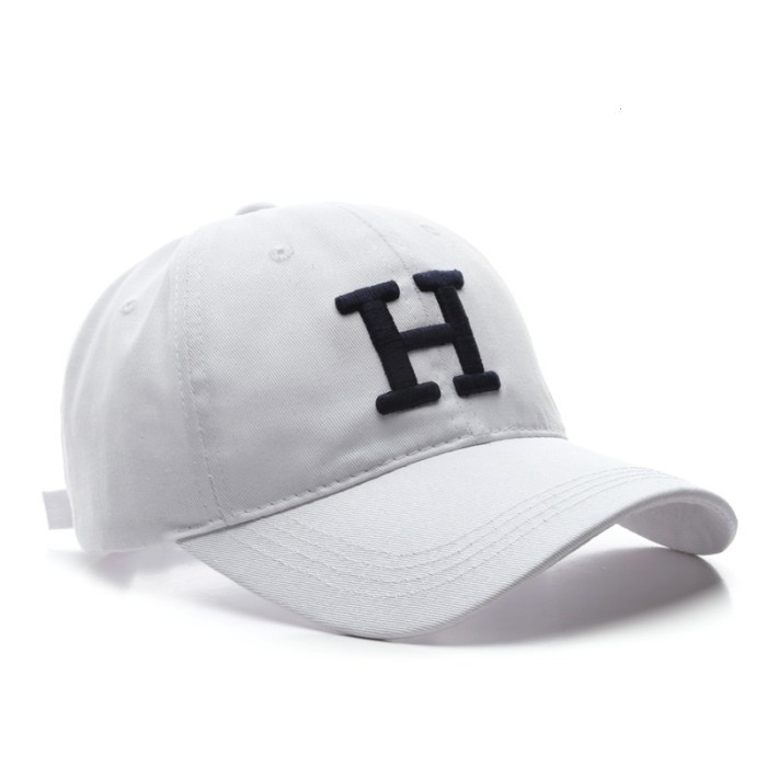 Topi NEXTSTOPID-202 Topi baseball inisial huruf H unisex bordir simpel - White(X3Y5) Topitopi pria d