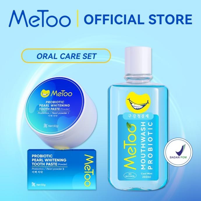 [BPOM]MeToo Teeth Whitening Powder+ MeToo Mouthwash 250ml