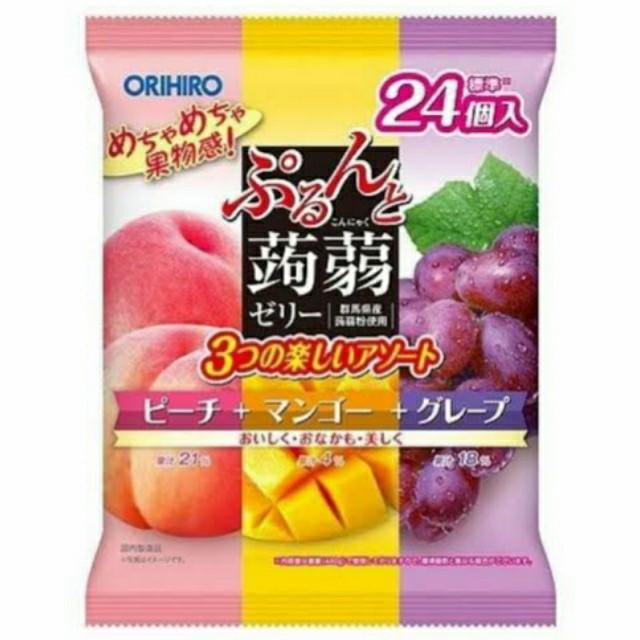 

[isi 24 Pcs] Orihiro Peach Mango Grape Konjac Jelly 480gr - Jeli Buah Best Seller