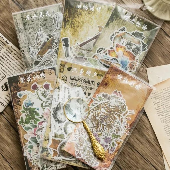 

New Ic] 60 Pcs Deco Sticker Washi Paper Vintage Diy Scrapbook Jurnal