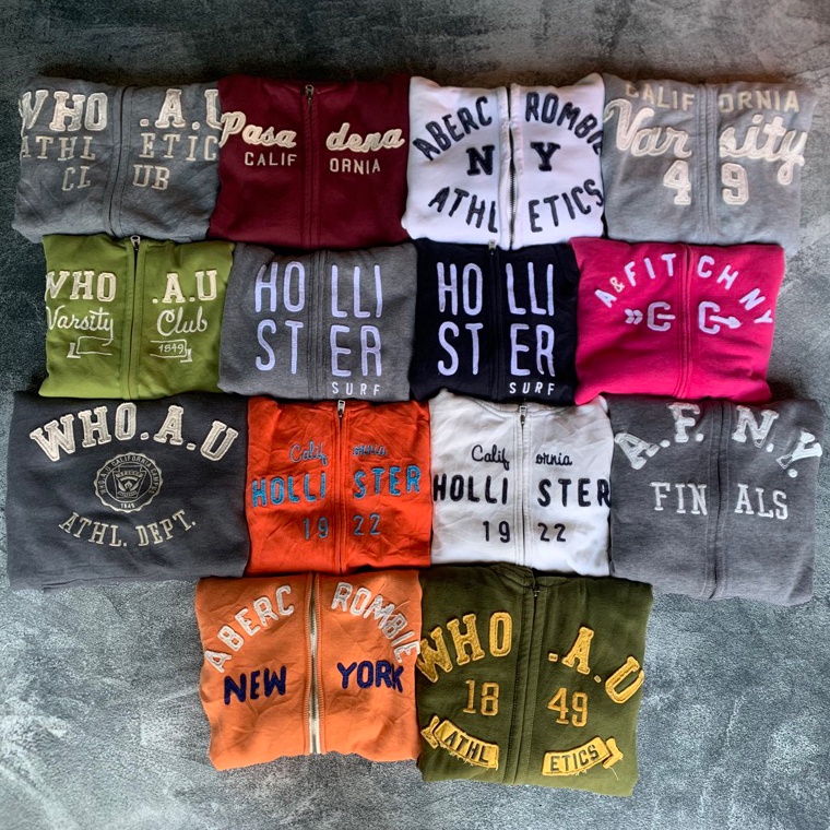 Best terlaris Hoodie Zip Who Aber Holister Anak Stm Murah Sec*nd Brand KW8