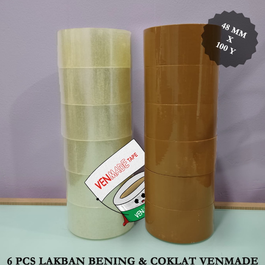 

JKCV4804 Terlaku.../ 6 PCS LAKBAN BENING ATAU COKLAT VENMADE 48 MM X 100 Y !! 1 SLOP .