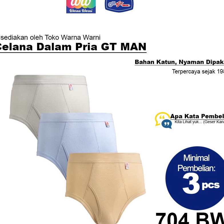 Diskon ORIGINAL | Celana Dalam Pria Dewasa GTman 704BW Pakaian dalam GT Man 704 BW M L XL Celana Dal