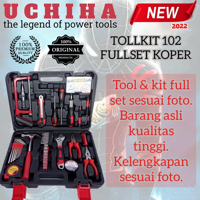 Toolkit Full Set 102Pcs Uchiha Japan Palu Tang Gergaji Obeng Kunci L