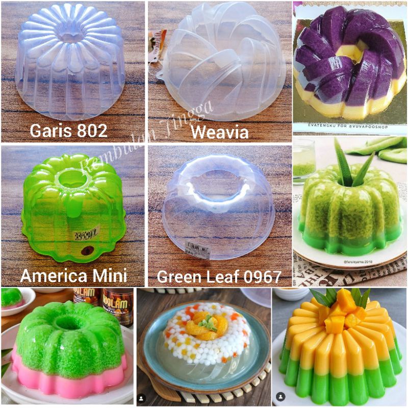 Cetakan Puding Polkadot GARIS 802 Weavia Wevia America Mini Ulir Green Leaf 0967