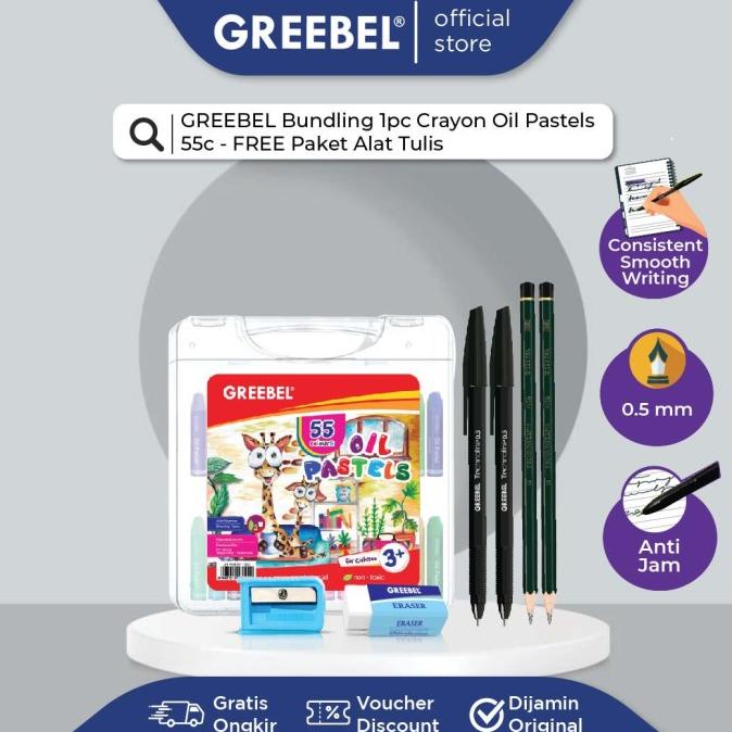 

New Greebel Bundling 1Pc Crayon Oil Pastels 55C - Free Paket Alat Tulis Berkualitas