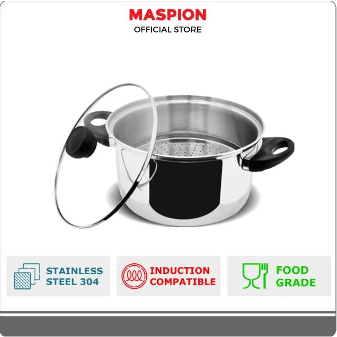 

Maspion Maxim Orozeta 24 Cm With Glass Cover - Panci Stainless Steel