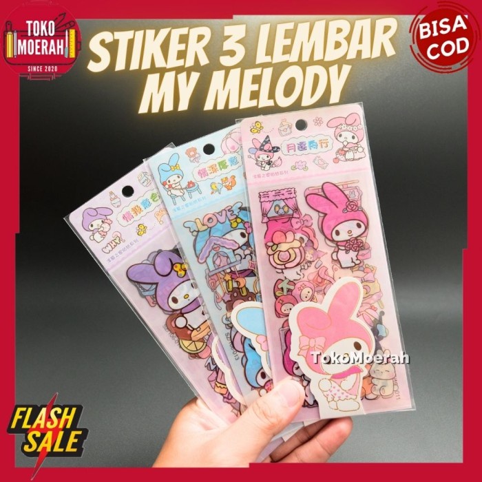 STIKER SANRIO 3 LEMBAR MY MELODY STIKER MY MELODY 1 SET 3pcs UNIK LUCU