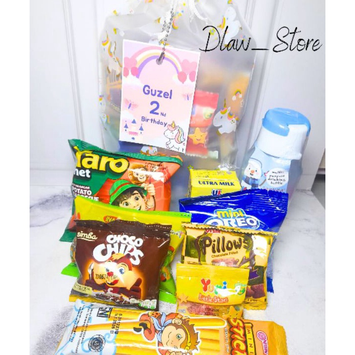 

✮ MMM 8876 Paket Snack Ulang Tahun+Botol Sovenir Free card kemasan pouch TERBARU ♗