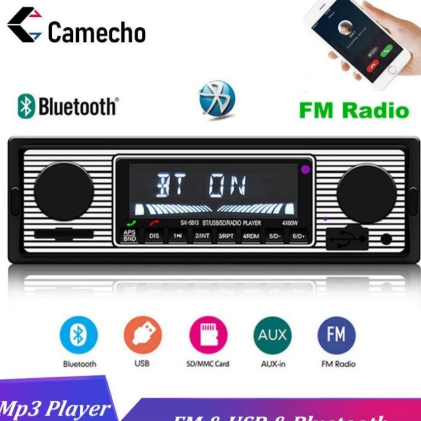 ❅Fzg Bluebooth Camecho Audio Player Mobil 12 1Din FM Receiver Aux USB SD-SX-5513 d Terbaru Bayar Di 