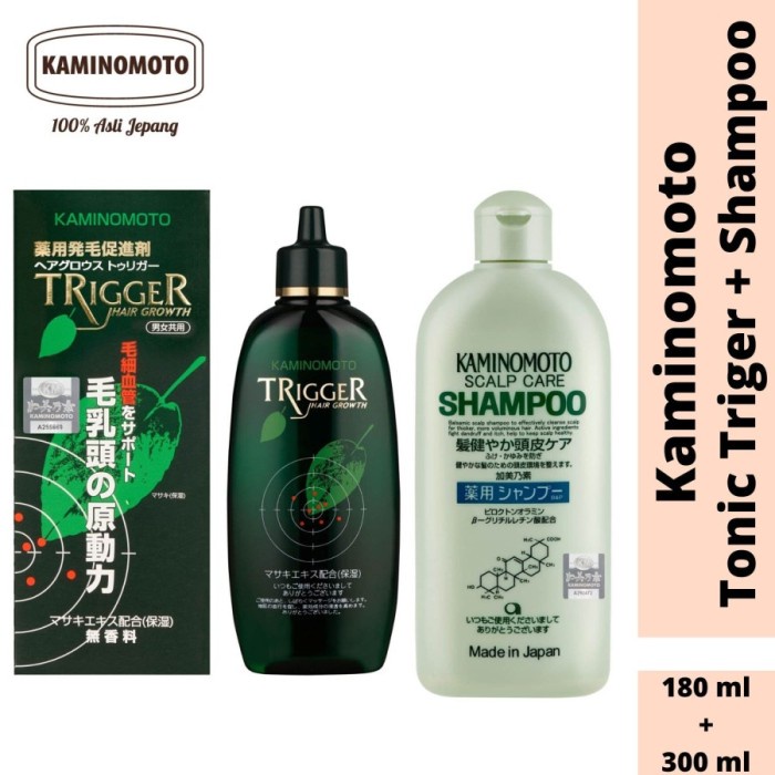 Kaminomoto Bundling Hair Tonic Black ( Trigger ) & Kaminomoto Shampoo