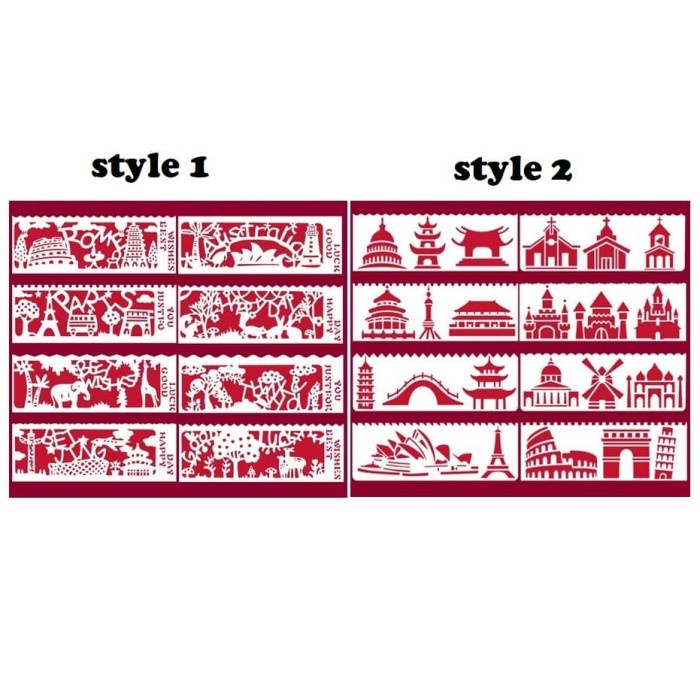 

Best Seller Plastic Stencil 15.5X5.5Cm - Place In The World (8Pcs)