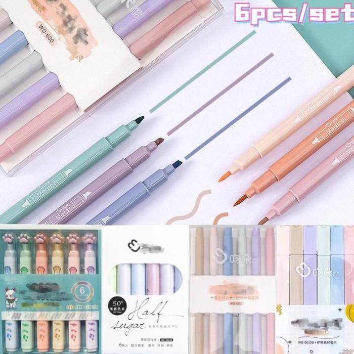 

6 PCS / SET PENA HIGHLIGHTER GEL MANGA WARNA-WARNI PERMEN UNTUK