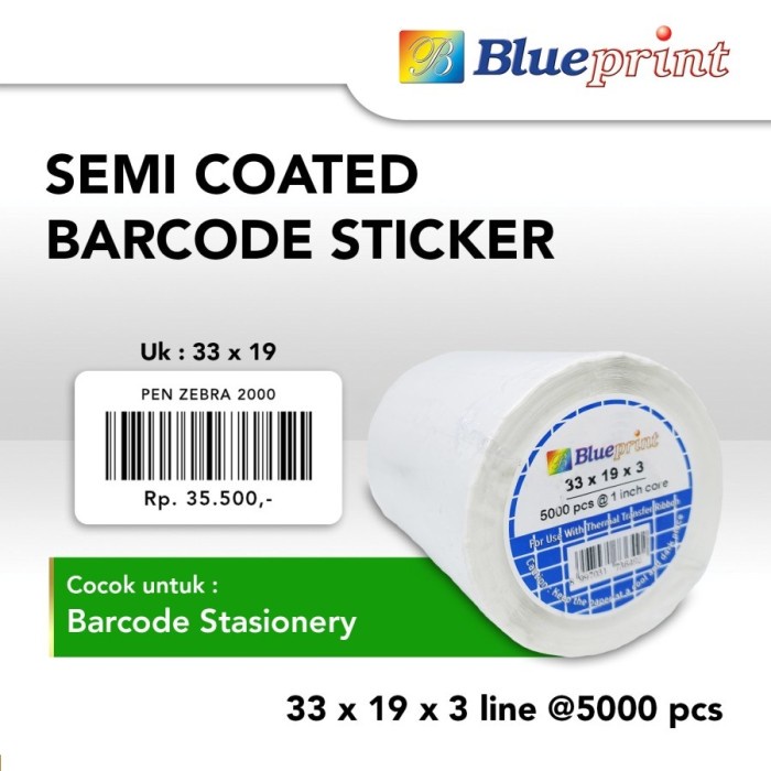 

Sticker label 33x19X3 Line Semi Coated BLUEPRINT isi 5000Pcs