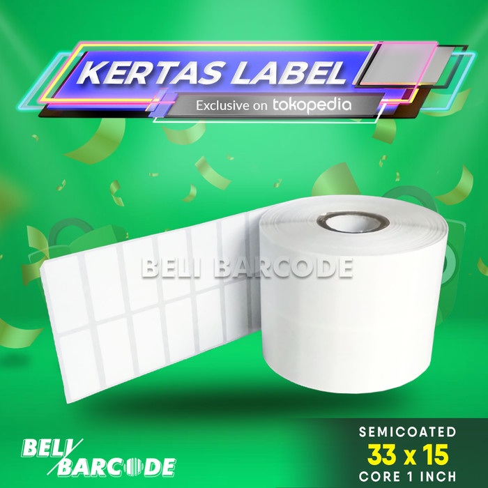 

LABEL BARCODE 33 X 15 (2 LINE) KERTAS STICKER LABEL SEMICOAT 33x15