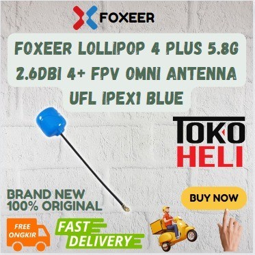 PROMO FOXEER LOLLIPOP 4 PLUS 5.8G 2.6DBI 4+ FPV OMNI ANTENNA UFL IPEX1 BLUE TERLARIS
