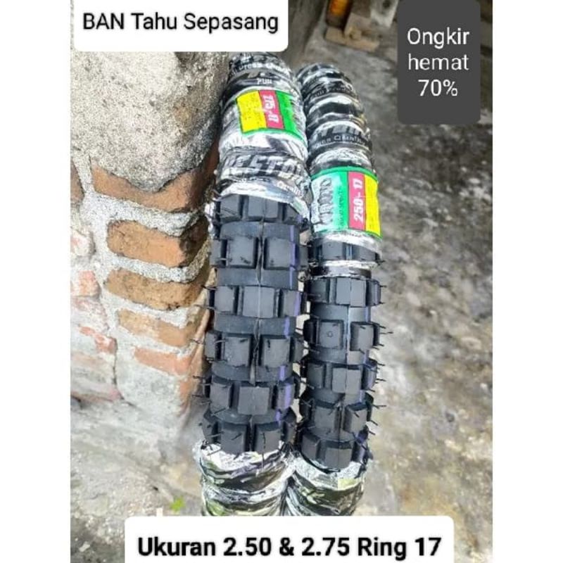 ban motor model tahu cross set depan belakang 2.50 ring 17 dan 2.75 ring 17