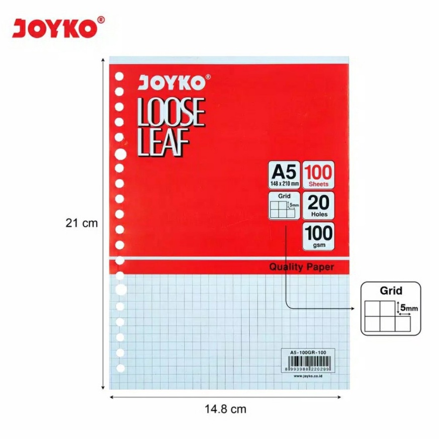 

[CODE BARANG 626AME] Loose Leaf GRID Joyko A5 100 Lembar / Loose Leaf Kotak ukuran A5 100 Lembar- SHABG 9SM