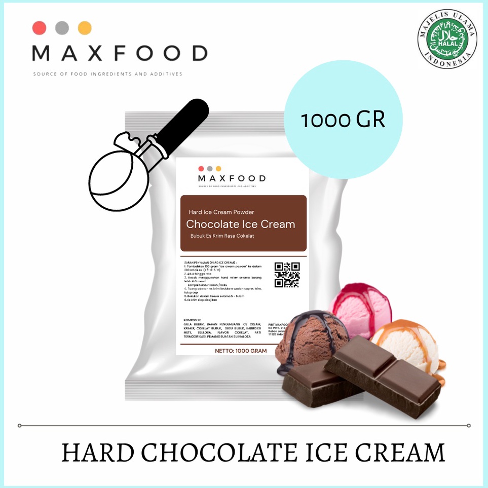 

VJJT8130 (C6369] MAXFOOD - Hard Chocolate Ice Cream / Bubuk Es Krim Rasa Cokelat 1 Kg