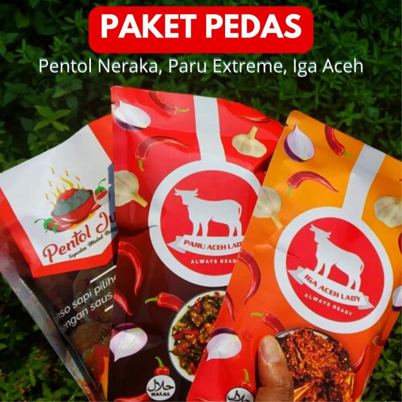 

Paket Pedas - (Paru extreme, Pentol Neraka, Iga Aceh)