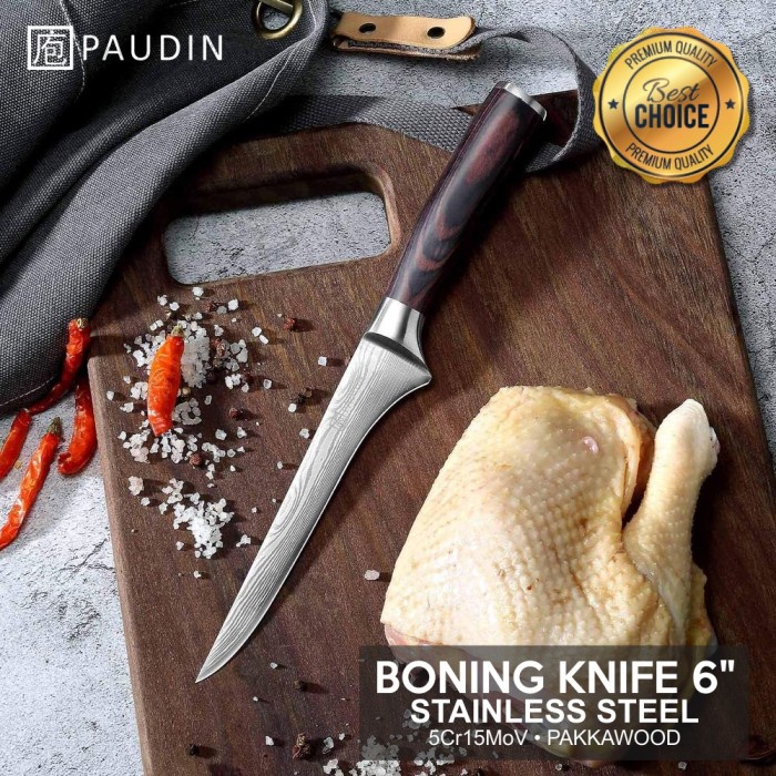 Pisau Dapur Paudin N10 Premium Kitchen Boning Knife 6" Stainless Steel