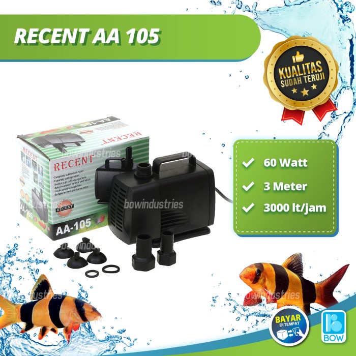 Bestseller Pompa Celup Air Kolam Aquarium Aquscape Recent Aa 105 Aa105 60 Watt 3M