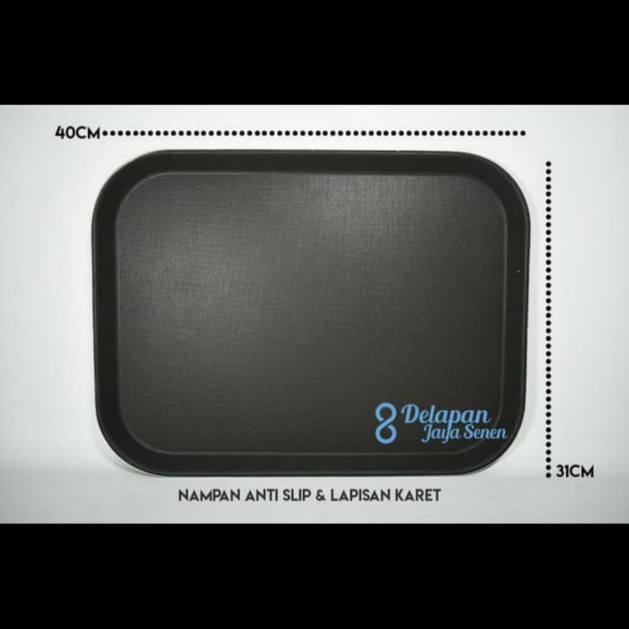 Nampan Anti Slip Segi kotak Tebal 40x30x2CM Nampan Hitam / Coklat Saji Makanan Minuman Sayur Dessert