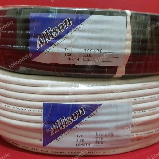 Kabel Listrik NYMHY/NYYHY Serabut 2x1,5 ALLISON per Roll / @roll