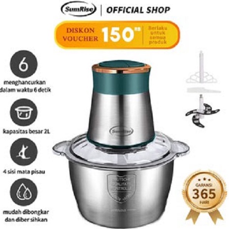 FFGK2311 ORIGINAL% Sumrise Blender Penggiling Daging 2L Baja Tahan Karat Listrik Meat Grinder Choppe