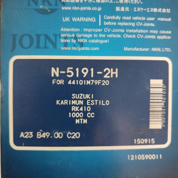 Cv joint as roda luar New Karimun Estilo 3 cylinder NKN japan