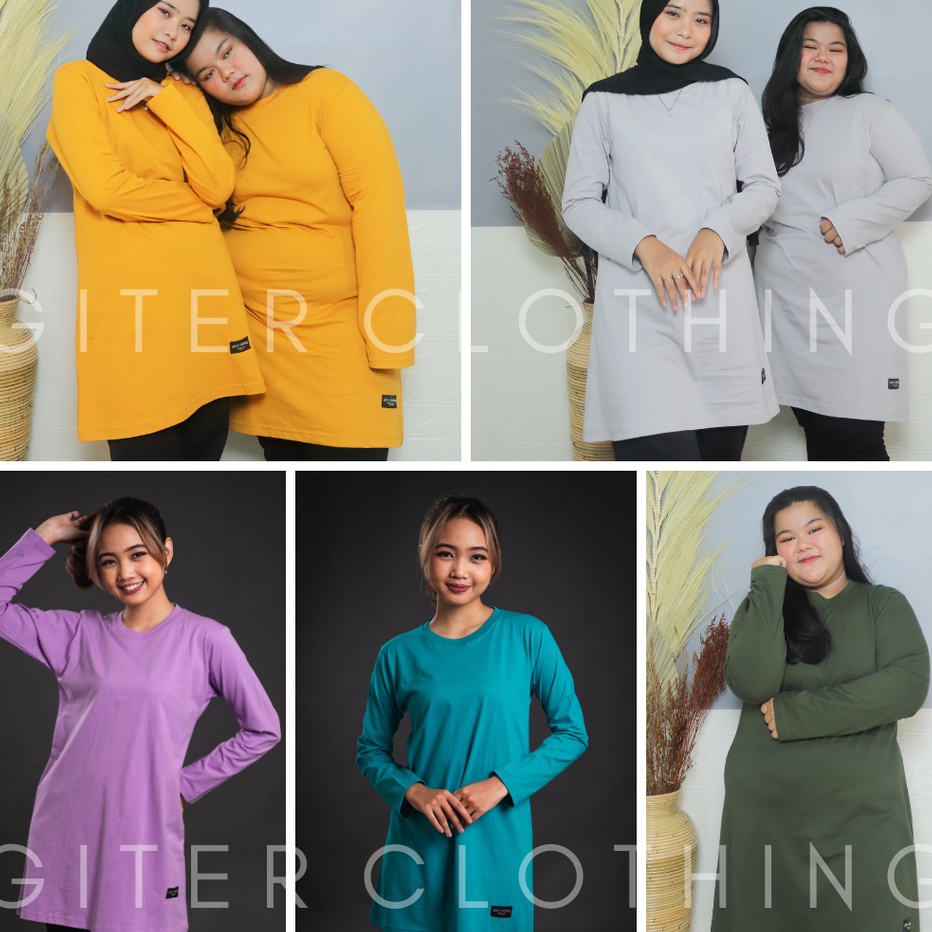 Diskon kaos tunik giter - kaos tunik jumbo ld 120 - tunik kaos oversize ( army lilac tosca mustard a