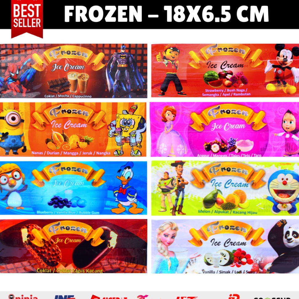 

GYGR1331 Stok terbaru Plastik Es Krim Stik Plastik Ice Cream Stick Lucu Kemasan Eskrim Loly Frozen Karakter