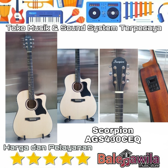 Gitar Acoustic Akustik Equalizer Scorpion Ags430Ceq Ags 430 Ceq Ori