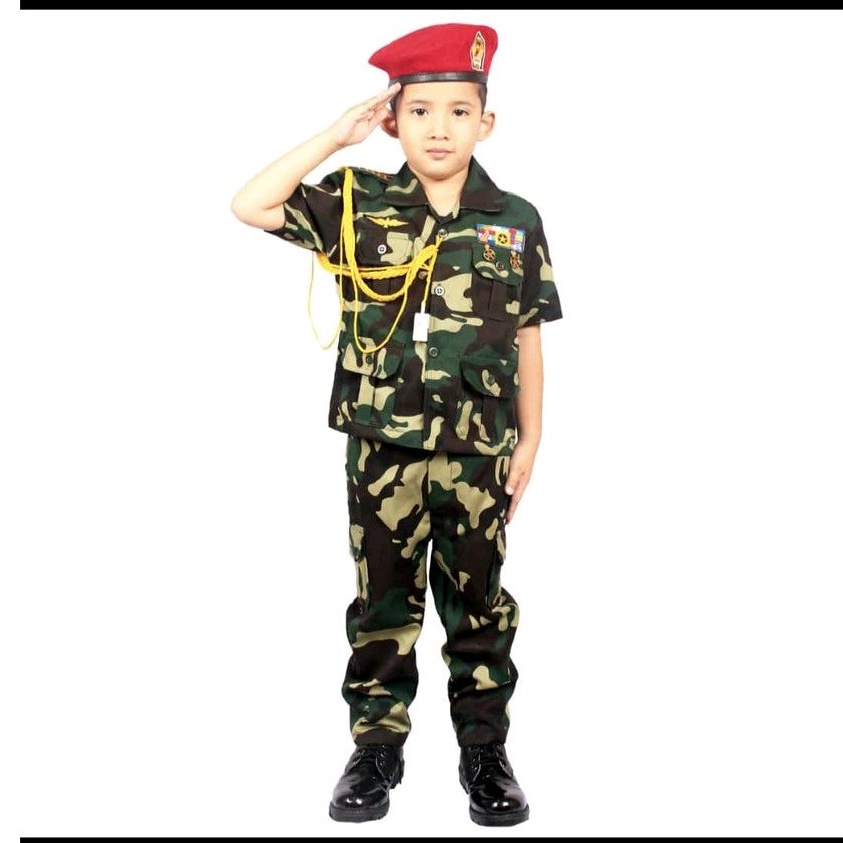 Baju Setelan Tentara Anak Seragam Tentara Kostrad Cilik Seragam Karnaval Tentara Kostum Pawai