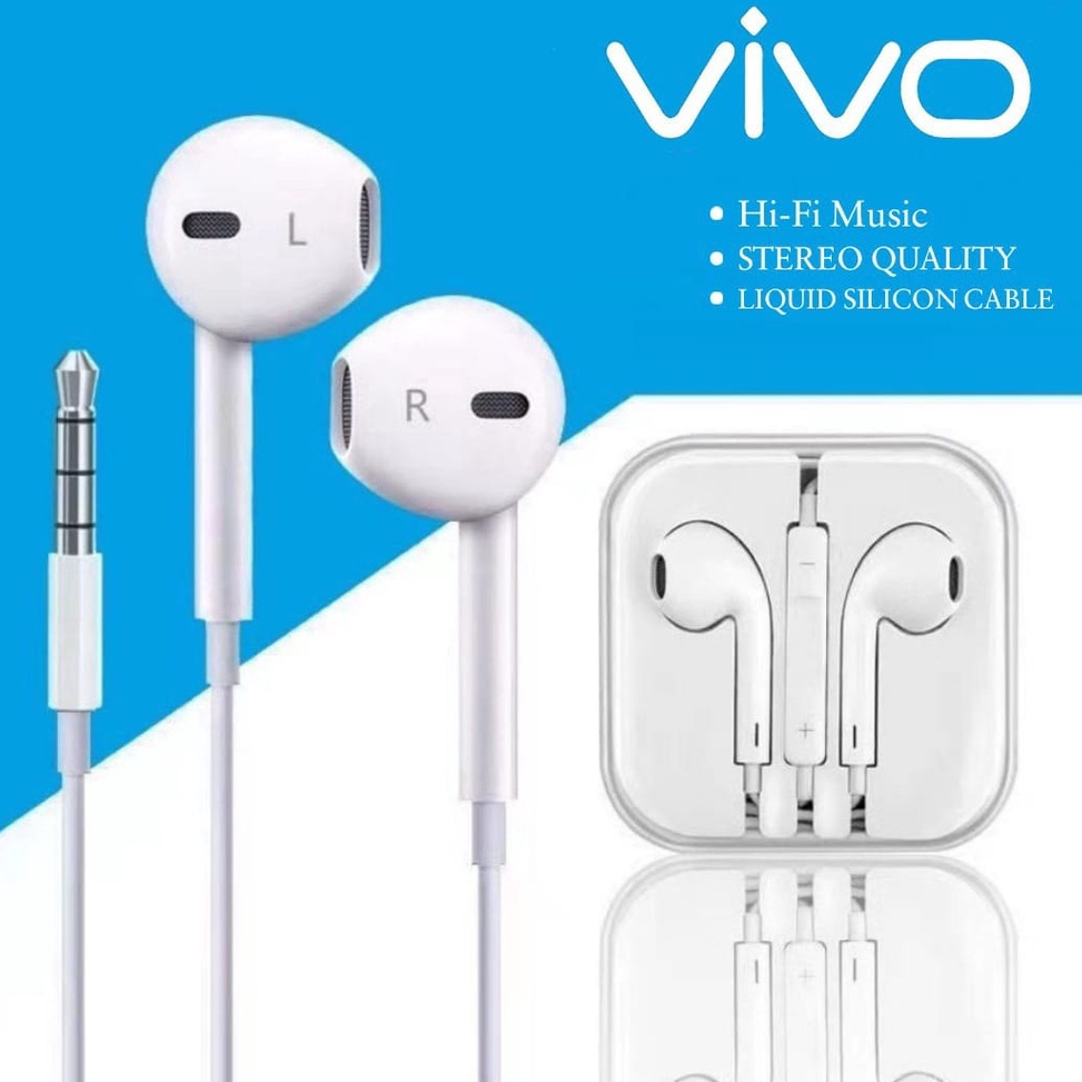 TERLARIS Headset vivo original xtra bass headset Copotan Vivo Headset Ori Xtra Bass 9D Hifi