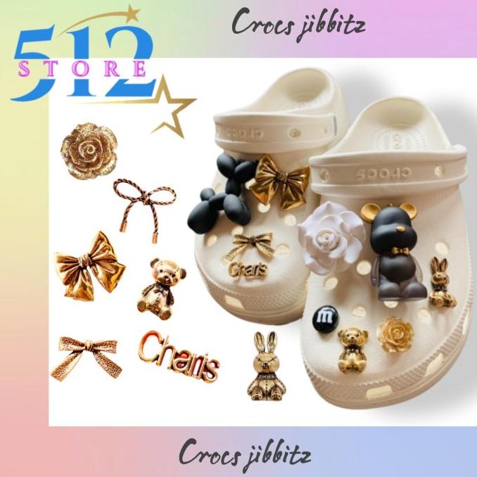 

512 CHARMS - CROCS JIBBITZ DESIGNER KARAKTER PITA EMAS IMITASI