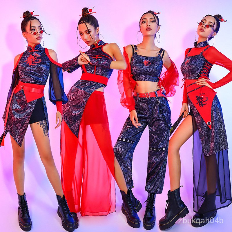 BardsSexy Jazz Performance Wear Group Chinese Style National Fashion Exercise Clothing Jazz Dance Co