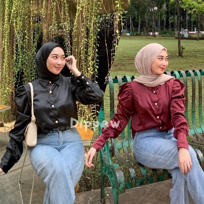 GFS BELLPUFF SATEEN SILK PREMIUM BLOUSE