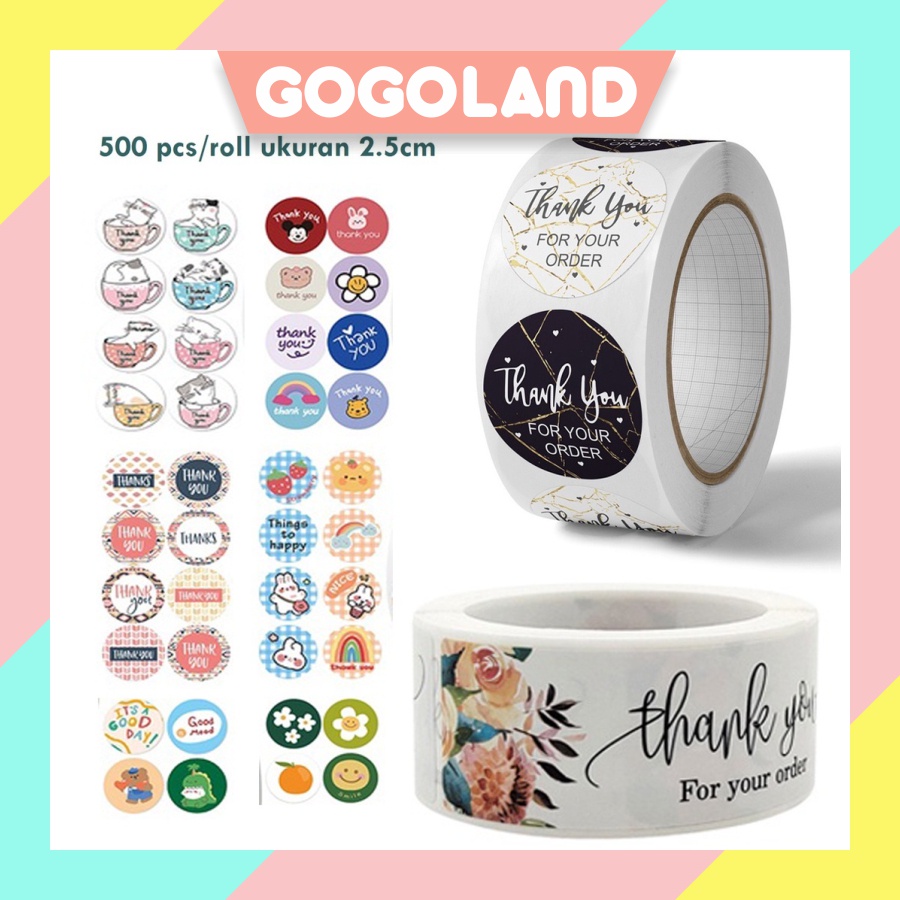 

⭐Gogoland⭐ 1 roll (500 pcs) Stiker Label Tulisan Thank You For Your Order I Stiker Packing I Stiker Craft S058