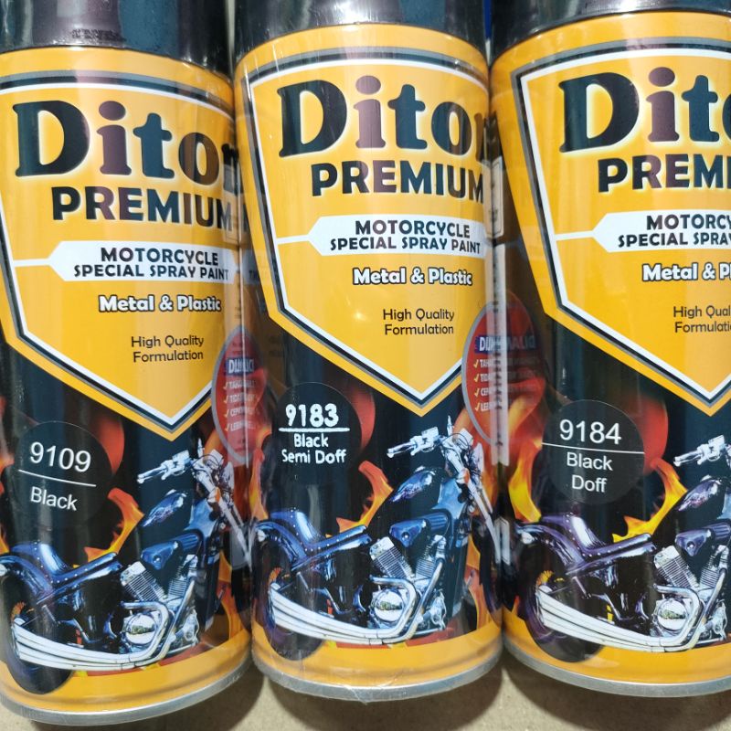 Diton Premium Pilox Pilok Cat Semprot 400cc Ready Berbagai Warna Hitam Black Metalic Metalik Doff Semi Dop Candy 9109 9183 9184 9239 9304