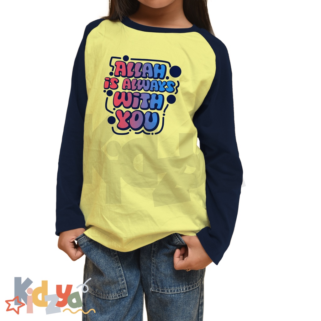 Baju Kaos Raglan Anak Muslim Panjang UNISEX - Allah is Always with You - KIDZYA