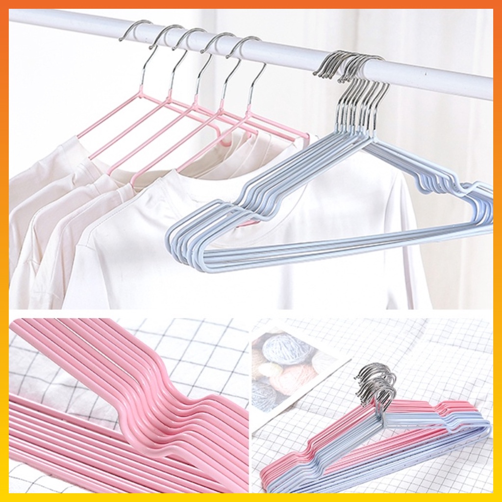 Gantungan Baju Stainlees Steel Isi 10pcs Hanger Baju Dewasa Hanger Baju Anti Karat Warna Pastel Gantungan Serbaguna